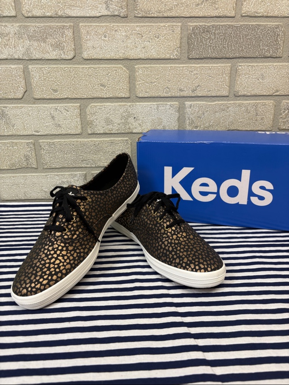 Keds Metallic Lace-Up Sneakers - Black & Bronze Size 10.5
